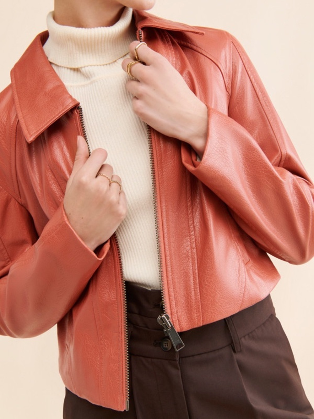 Free People We The Free Clarkie Vegan Leather Jacket Size Medium